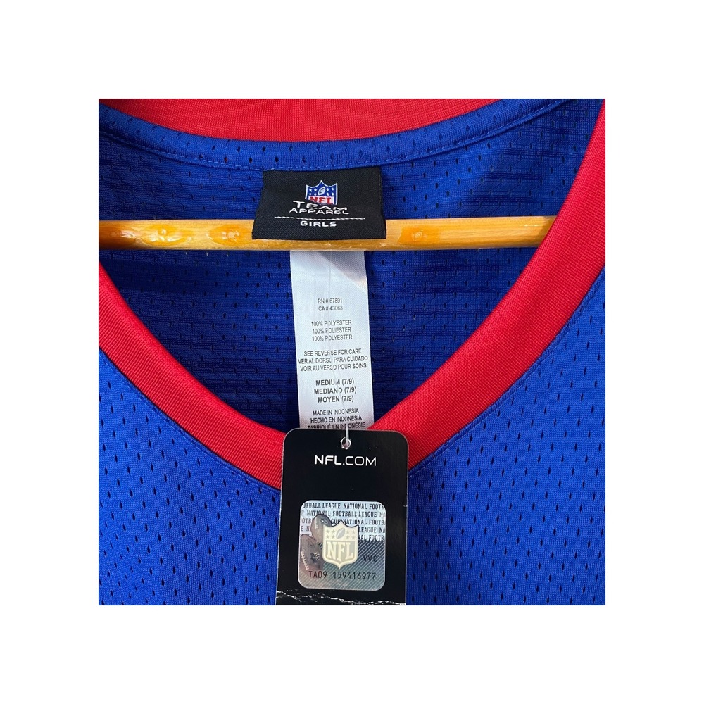 NFL New York Giants Girls Mesh Jersey V Neck Short Sleeve Team Apparel Blue‎ - Picture 3 of 6